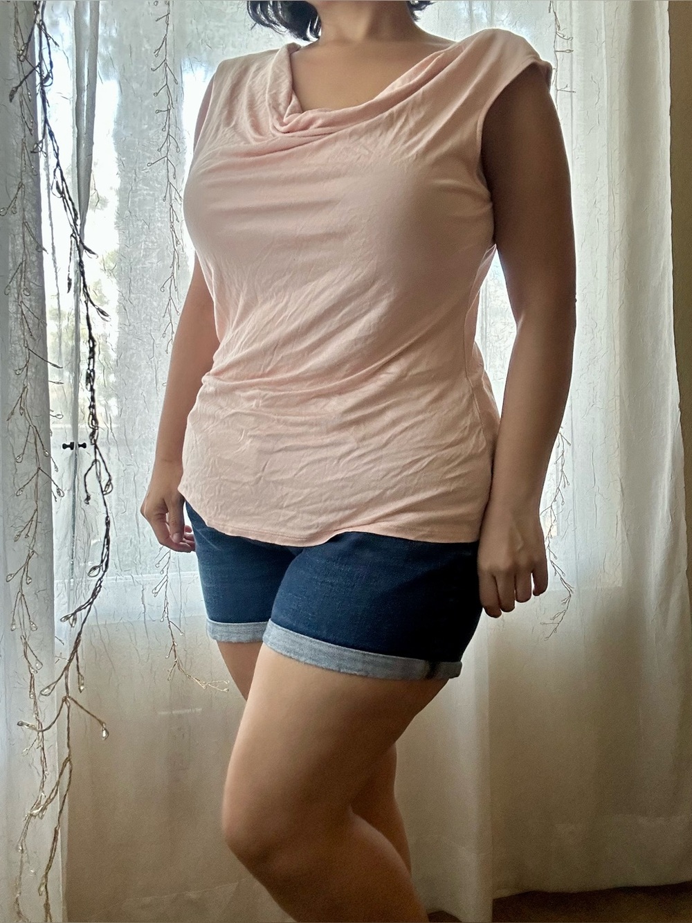 White House Black Market Blush Pink Cowl-Neck Sleeveless Camisole